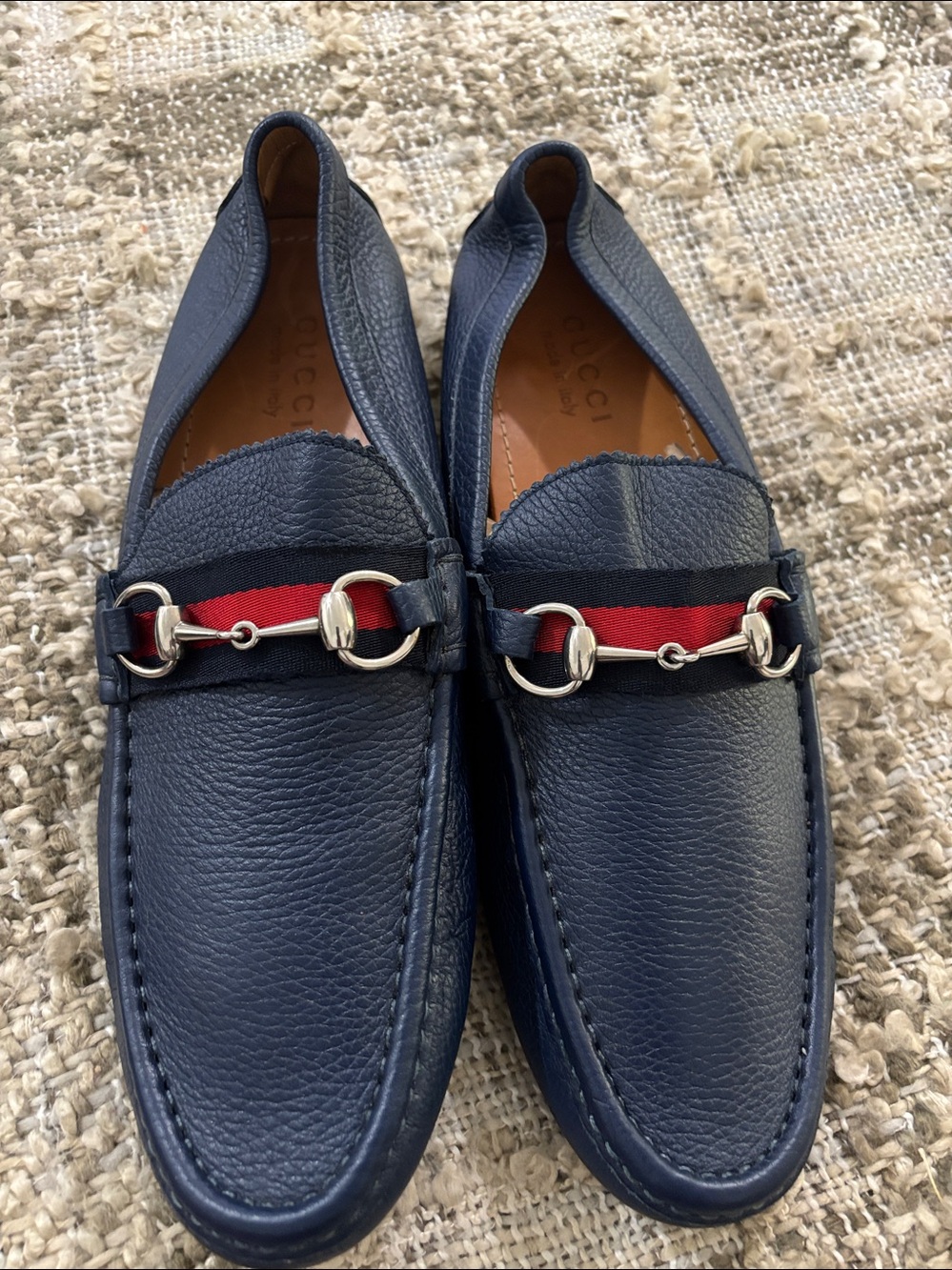 GUCCI Web Horsebit Driver
Moccasins Navy Leather Loafers Size 10.5 NWOT - Picture 4 of 17